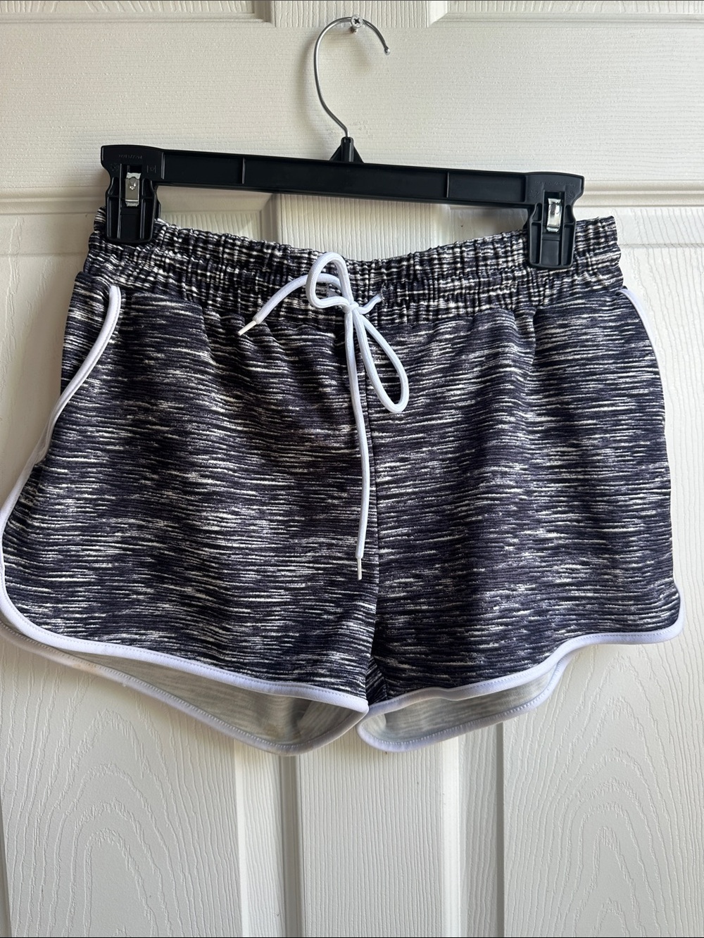 shosho Black Space-Dye Athletic Shorts with White Trim